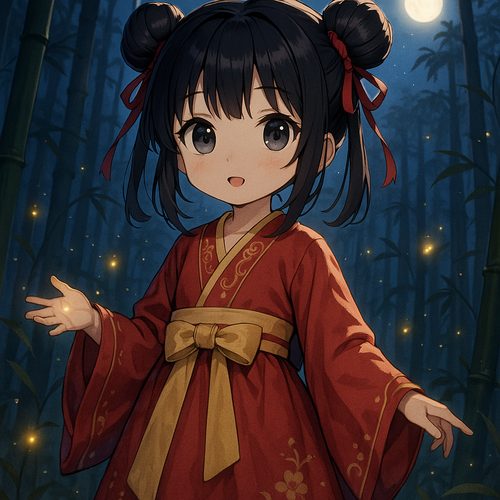 17c一起草动漫-月下汉服少女